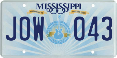 MS license plate JOW043