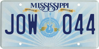 MS license plate JOW044