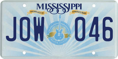 MS license plate JOW046