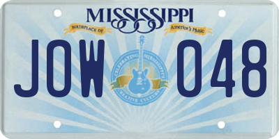 MS license plate JOW048