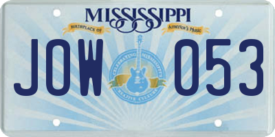 MS license plate JOW053