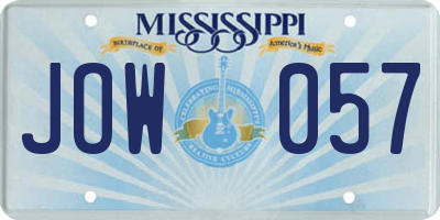 MS license plate JOW057