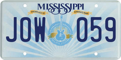 MS license plate JOW059