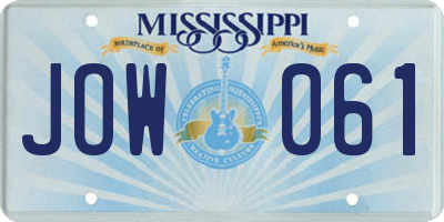 MS license plate JOW061