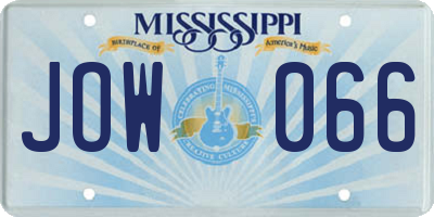 MS license plate JOW066