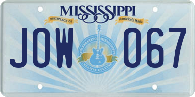 MS license plate JOW067
