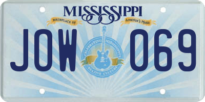 MS license plate JOW069