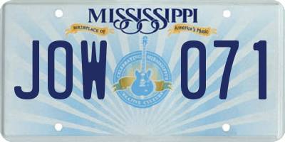 MS license plate JOW071