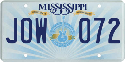 MS license plate JOW072