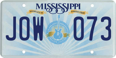 MS license plate JOW073
