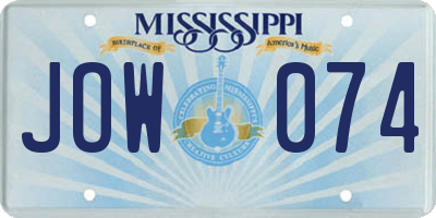 MS license plate JOW074