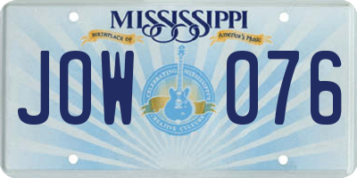 MS license plate JOW076