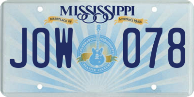 MS license plate JOW078