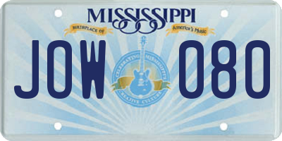 MS license plate JOW080