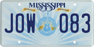 MS license plate JOW083
