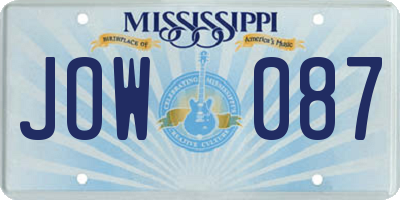 MS license plate JOW087