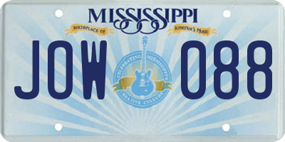 MS license plate JOW088