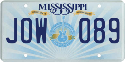 MS license plate JOW089
