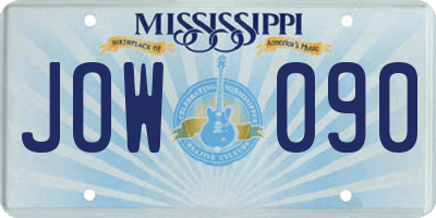 MS license plate JOW090