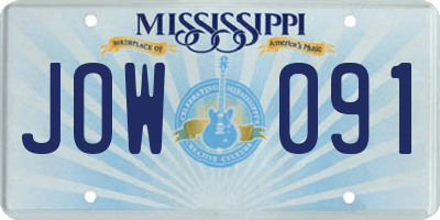 MS license plate JOW091