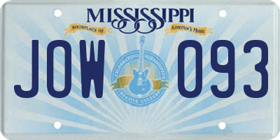 MS license plate JOW093
