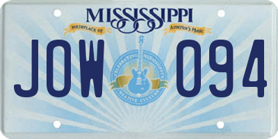 MS license plate JOW094