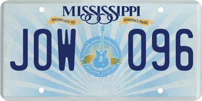 MS license plate JOW096