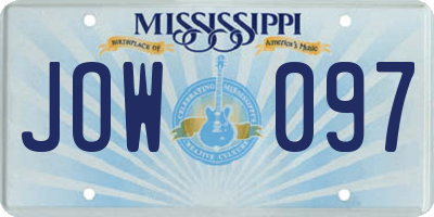MS license plate JOW097