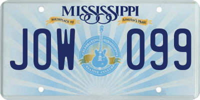 MS license plate JOW099