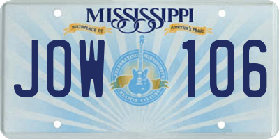MS license plate JOW106