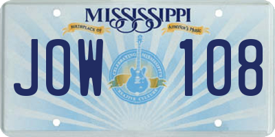 MS license plate JOW108