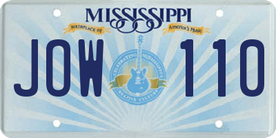 MS license plate JOW110