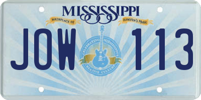 MS license plate JOW113