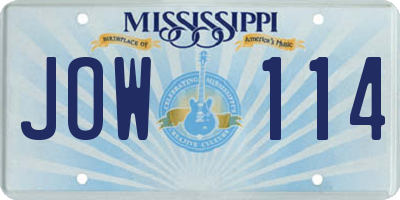 MS license plate JOW114