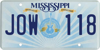 MS license plate JOW118