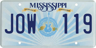 MS license plate JOW119
