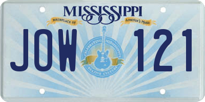 MS license plate JOW121