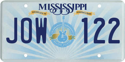 MS license plate JOW122