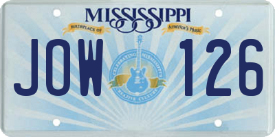 MS license plate JOW126
