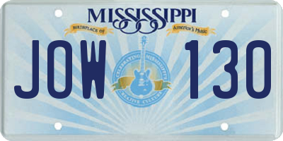 MS license plate JOW130
