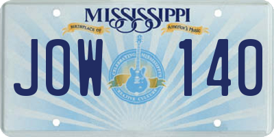 MS license plate JOW140
