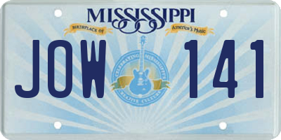 MS license plate JOW141