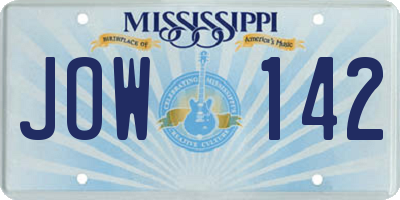 MS license plate JOW142