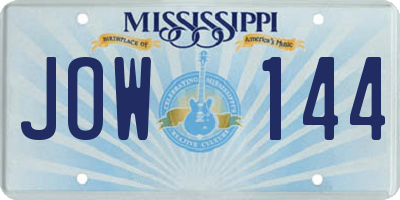 MS license plate JOW144