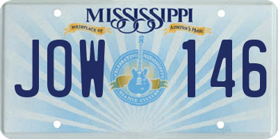 MS license plate JOW146
