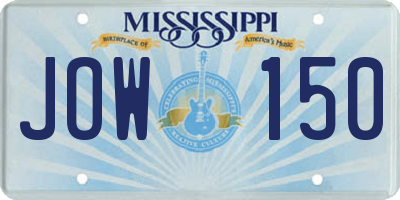 MS license plate JOW150