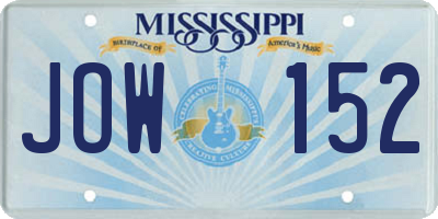 MS license plate JOW152