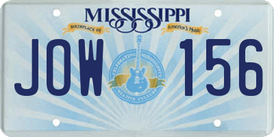 MS license plate JOW156