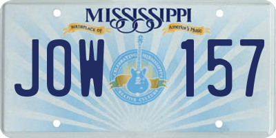 MS license plate JOW157