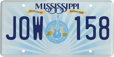 MS license plate JOW158